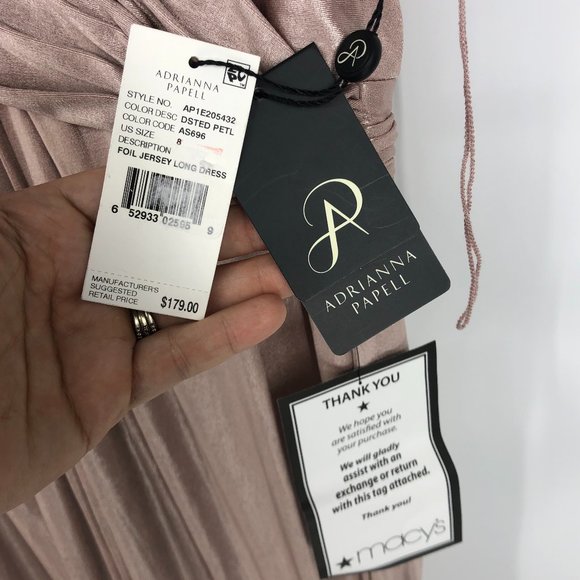 Adrianna Papell Pink Ruched Metallic Formal 8 - Picture 7 of 7